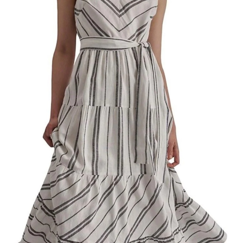 DKNY Striped Linen Maxi Dress
